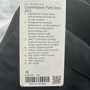 Lululemon Men’s Commission Pant (Black - 36W x 34L)